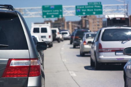 Cars in traffic tailgating