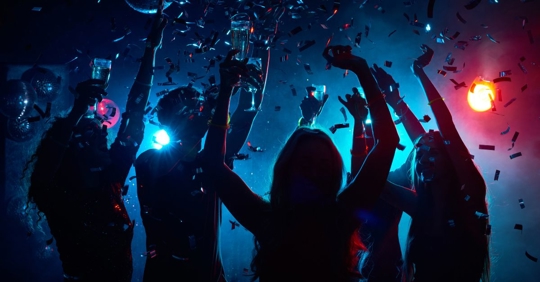 Night party with confetti