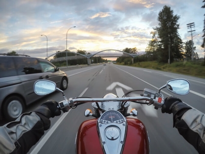 motorcyclist point of view on highway