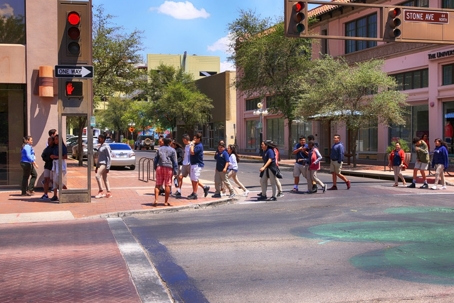 pedestrians in urban Arizona